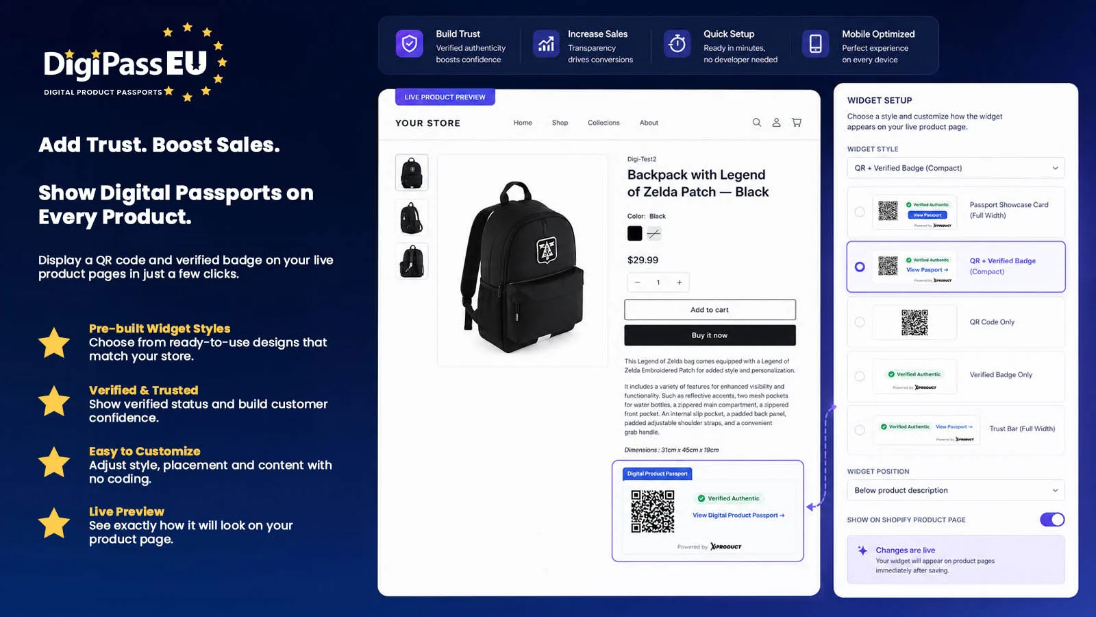 DigiPassEU product page widgets